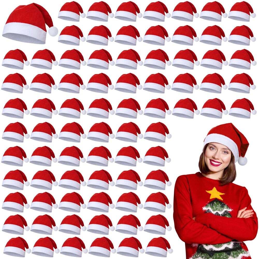 5715 72 Pack Santa Hat - Non-woven Christmas Hats Bulk for Adult Xmas Party